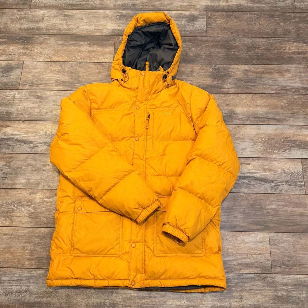 L.L. Bean Goose Down Puffer Jacket Parka Mustard Yellow Men's M Regular